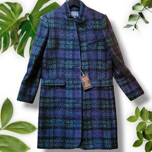 NWT Luxury Wool-Blend Plaid Sparkle Coat, sz 10